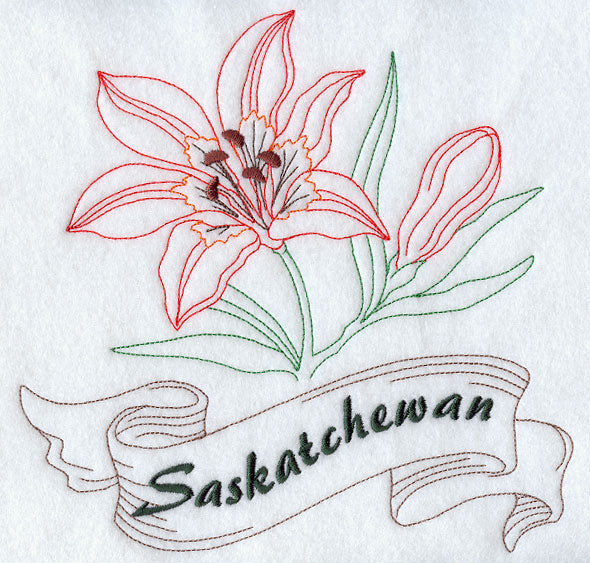 lily flower embroidery design Saskatchewan - Western Red Lily (Redwork) 7.8" x 7.65" / 198.12mm x 194.35mm | Machine Embroidery Design