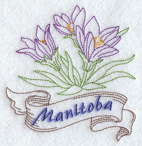 Manitoba - Prairie Crocus (Redwork)