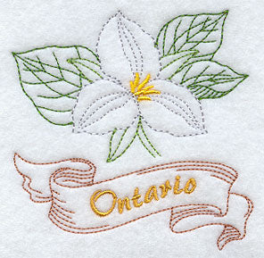 Ontario - White Trillium (Redwork)