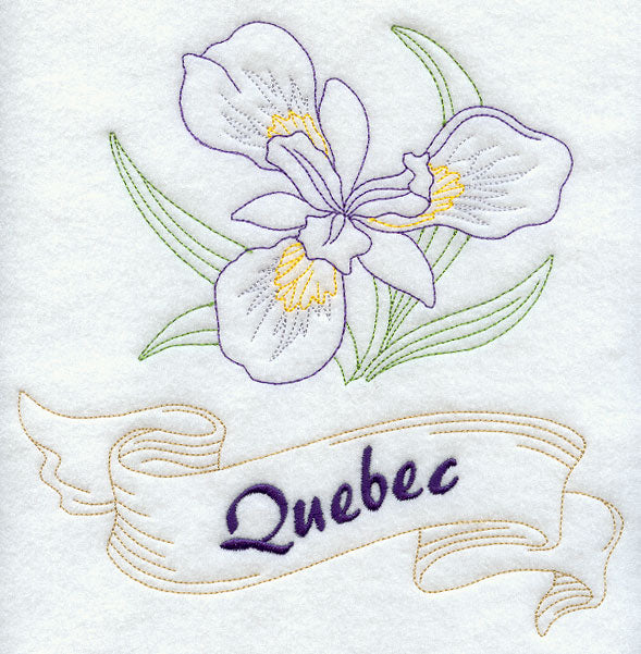Quebec - Blue Flag Iris (Redwork)
