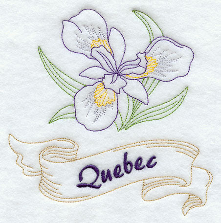 Quebec - Blue Flag Iris (Redwork)