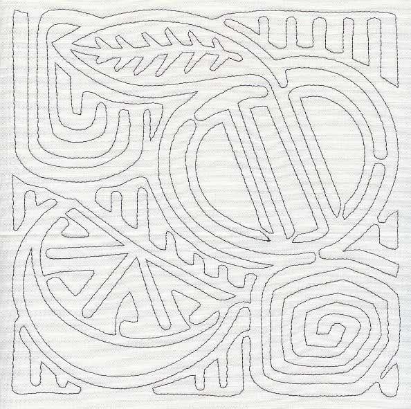 Mola Orange Quilting Square (Single Run)