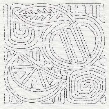 Mola Orange Quilting Square (Single Run)