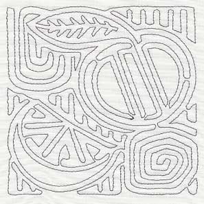 Mola Orange Quilting Square (Single Run)