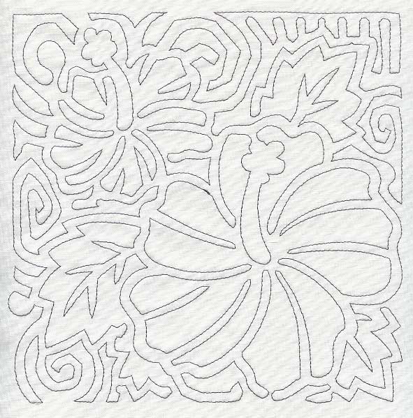 Mola Hibiscus Quilting Square (Single Run)