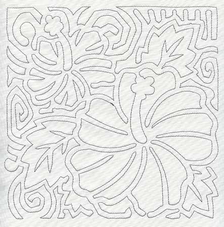 Mola Hibiscus Quilting Square (Single Run)