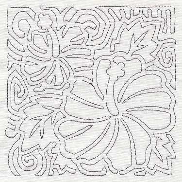 Mola Hibiscus Quilting Square (Single Run)