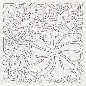 Mola Hibiscus Quilting Square (Single Run)