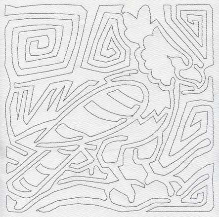 Mola Harpy Eagle Quilting Square (Single Run)