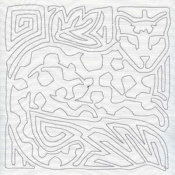 Mola Jaguar Quilting Square (Single Run)