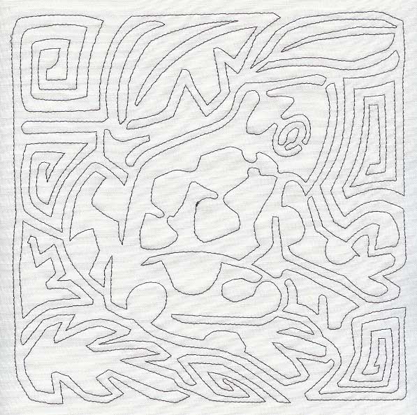 Mola Poison Dart Frog Quilting Square (Single Run)