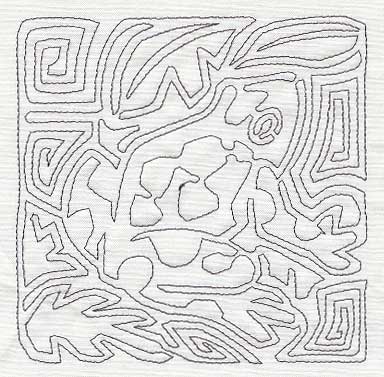 Mola Poison Dart Frog Quilting Square (Single Run)