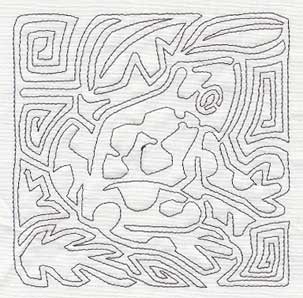 Mola Poison Dart Frog Quilting Square (Single Run)