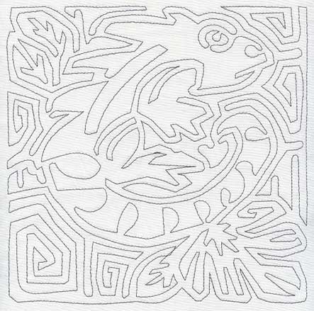 Mola Iguana Quilting Square (Single Run)
