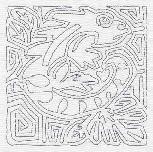 Mola Iguana Quilting Square (Single Run)