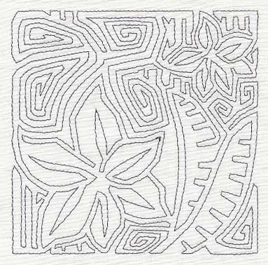 Mola Amaryllis Quilting Square (Single Run)