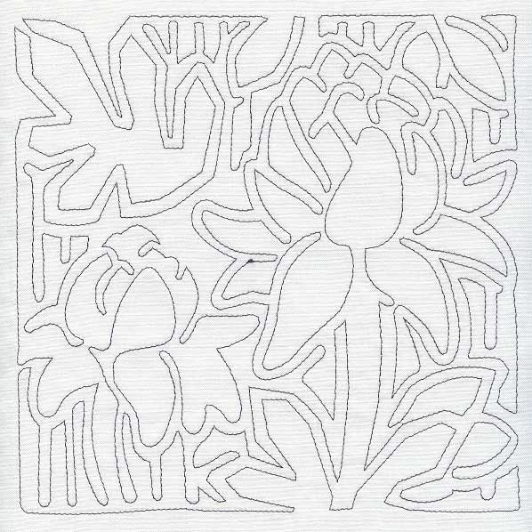 Mola Torch Ginger Flower Quilting Square (Single Run)