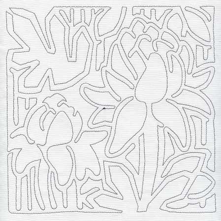 Mola Torch Ginger Flower Quilting Square (Single Run)