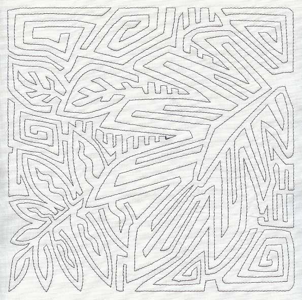 Mola Palm Leaf Quilting Square (Single Run)