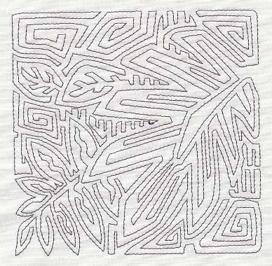 Mola Palm Leaf Quilting Square (Single Run)