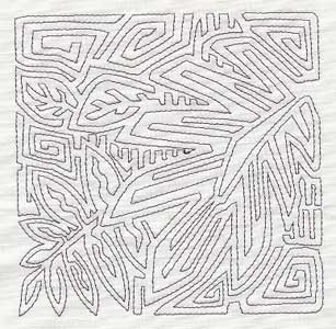 Mola Palm Leaf Quilting Square (Single Run)