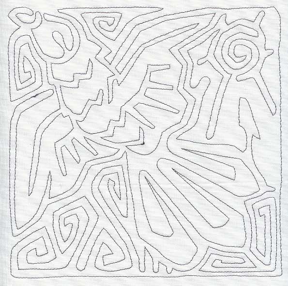 Mola Turkey Vulture Quilting Square (Single Run)