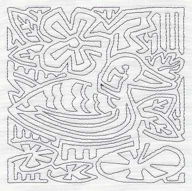 Mola Argentine Duck Quilting Square (Single Run)