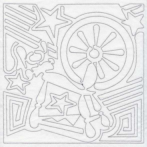 Mola Spinning Wheel Quilting Square (Single Run)