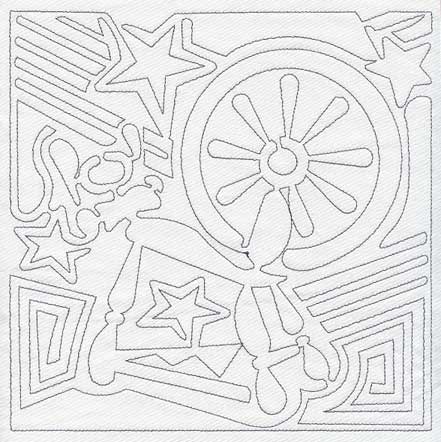 Mola Spinning Wheel Quilting Square (Single Run)