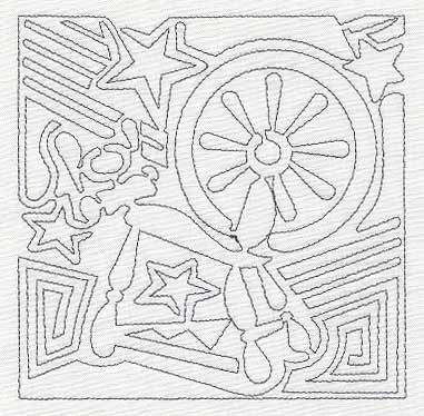 Mola Spinning Wheel Quilting Square (Single Run)