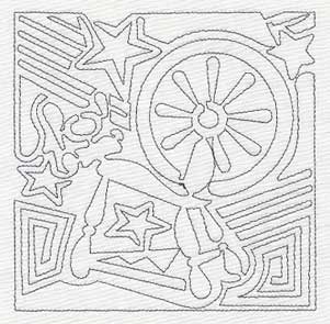 Mola Spinning Wheel Quilting Square (Single Run)