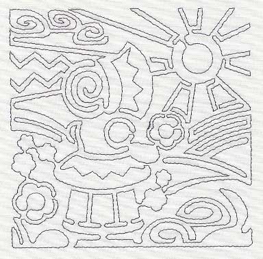 Mola Sunbonnet Sue Quilting Square (Single Run)