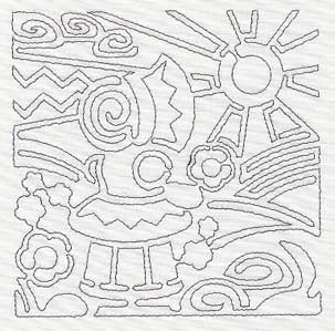 Mola Sunbonnet Sue Quilting Square (Single Run)