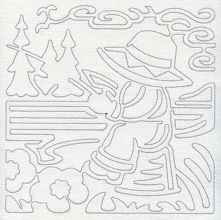 Mola Fisherman Fred Quilting Square (Single Run)