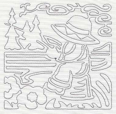 Mola Fisherman Fred Quilting Square (Single Run)