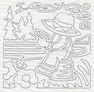 Mola Fisherman Fred Quilting Square (Single Run)