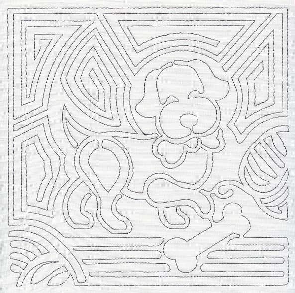 Mola Gingham Dog Quilting Square (Single Run)