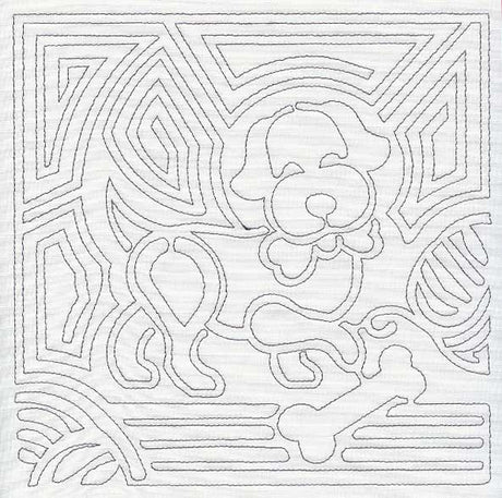 Mola Gingham Dog Quilting Square (Single Run)