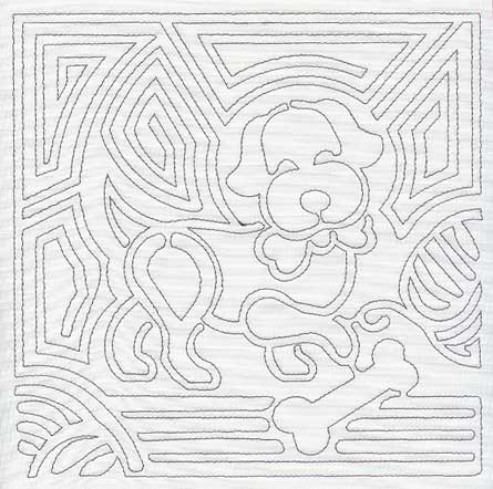 Mola Gingham Dog Quilting Square (Single Run)