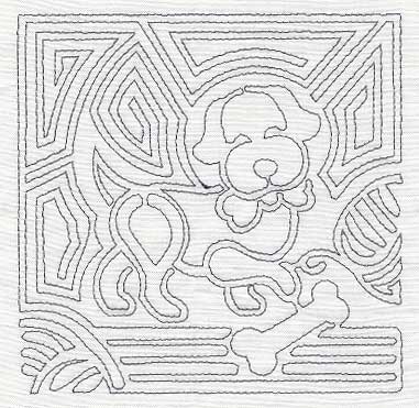 Mola Gingham Dog Quilting Square (Single Run)