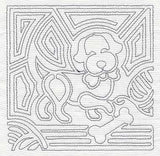 Mola Gingham Dog Quilting Square (Single Run)