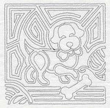 Mola Gingham Dog Quilting Square (Single Run)