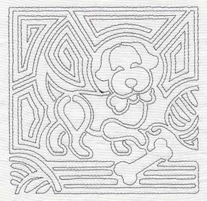 Mola Gingham Dog Quilting Square (Single Run)