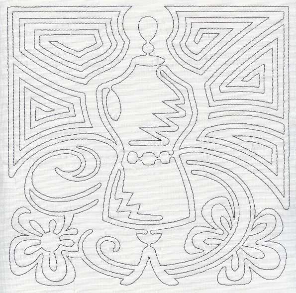 Mola Dress Form Quilting Square (Single Run)
