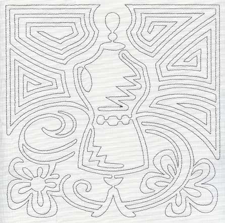 Mola Dress Form Quilting Square (Single Run)