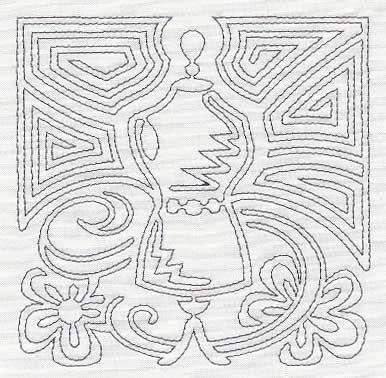 Mola Dress Form Quilting Square (Single Run)