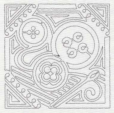 Mola Button Quilting Square (Single Run)