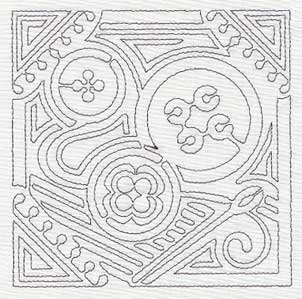 Mola Button Quilting Square (Single Run)