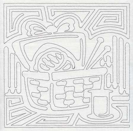 Mola Sewing Basket Quilting Square (Single Run)