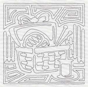 Mola Sewing Basket Quilting Square (Single Run)